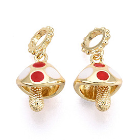 Латунные эмалированные европейские подвески с подвесками, грибное очарование