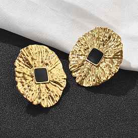 304 женские серьги-гвоздики из нержавеющей стали, форма листа лотоса