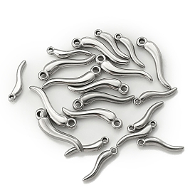 304 Stainless Steel Pendants, Horn of Plenty/Italian Horn Cornicello Charms