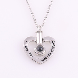 100 languages I love you urn heart-shaped pendant personality simple necklace