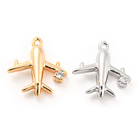 Brass Micro Pave Cubic Zirconia Charms, Plane