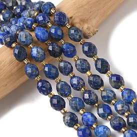 Окрашенные природные лазурит бисер пряди, граненые, рис, с бисером