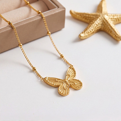 304 colliers à pendentif papillon en acier inoxydable pour femmes