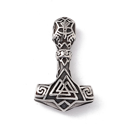304 Stainless Steel Manual Polishing Pendants, Thor's Hammer