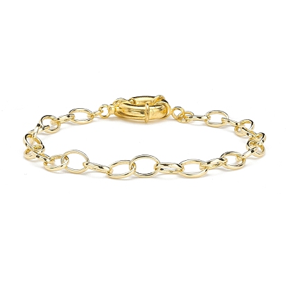 Brass Cable Chains Bracelet for Men Women, Spring Ring Clasps Bracelet, Long-lasting Plated