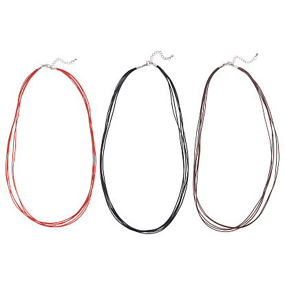 6шт. 3цвета 1мм вощеный шнур из полиэстера и хлопка 5-изготовление ожерелья из нитей, с латунными выводами и 304 застежками из лобстера из нержавеющей стали, платины и нержавеющая сталь цвет