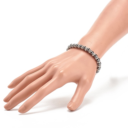 Synthetic Hematite Stretch Bracelet Rhinestone Beaded, Gemstone Jewelry for Men Women