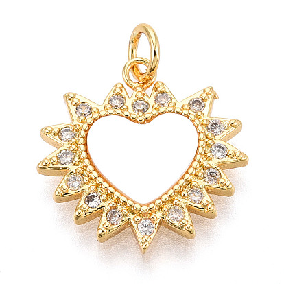 Латунные микропаве прозрачные подвески с фианитом, без кадмия и без свинца, с оболочкой, сердце, с целью перехода в кольце