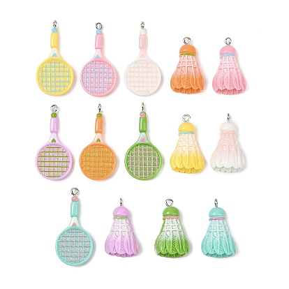 Спортивные подвески из непрозрачной смолы, с платиново-железными петлями