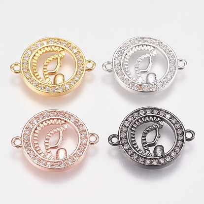 Латунные микро проложить кубических ссылки циркония, плоские круглые с Девой Марией