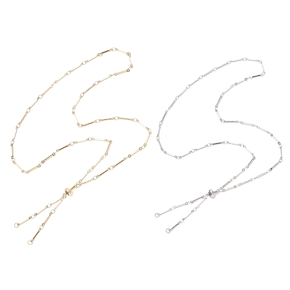 304 изготовление цепочек из нержавеющей стали с плоскими звеньями, с латунными скользящими бусинами