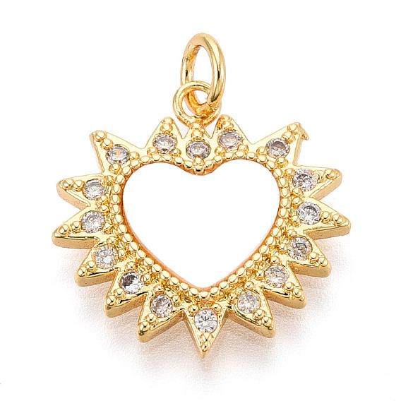 Латунные микропаве прозрачные подвески с фианитом, без кадмия и без свинца, с оболочкой, сердце, с целью перехода в кольце