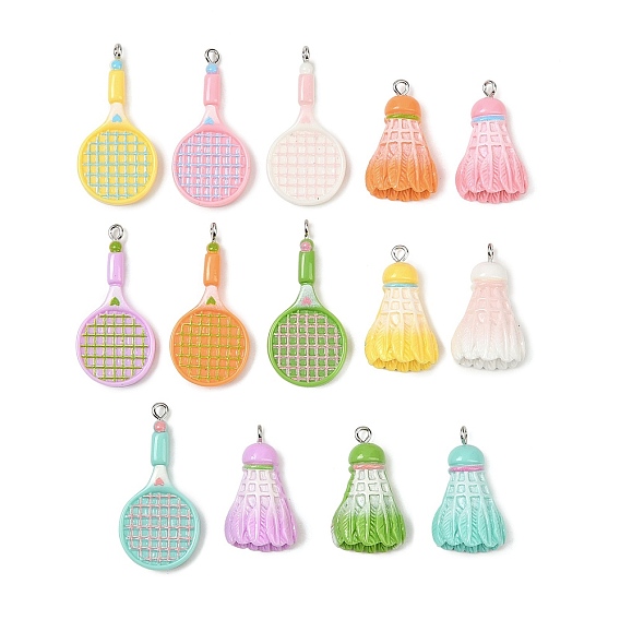 Спортивные подвески из непрозрачной смолы, с платиново-железными петлями