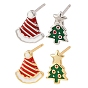 925 стерлингового серебра серьги стержня, с эмалью, рождественская елка и рождественская шапка, слева и справа