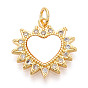 Латунные микропаве прозрачные подвески с фианитом, без кадмия и без свинца, с оболочкой, сердце, с целью перехода в кольце