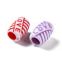 Valentine's Day Opaque Acrylic European Beads, Craft Style, Large Hole Beads, Barrel with Word LOVE