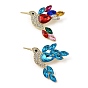 Alloy Rhinestone Lapel Pin Brooches for Clothes, Hummingbird, Golden