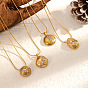 304 Stainless Steel Micro Pave Clear Cubic Zirconia Geometric Pendant Necklaces for Women, Golden