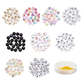 DIY Jewelry Making Kits, Including Round Craft Style & Opaque & Transparent Acrylic Beads and Elastic Thread