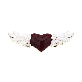 Heart with Wing Enamel Pin, Golden Plated Alloy Badge for Backpack Clothes