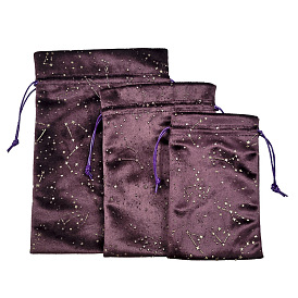 Hot Stamping Star Velvet Storage Bags, Drawstring Pouches Packaging Bag, Rectangle