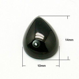 Природных драгоценных камней кабошон, черный агат, капля, 14x10x4.5 мм