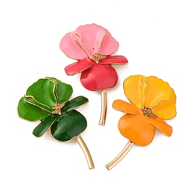 Alloy Brooches, Flower-de-luce Enamel Pins, Flower, Light Gold