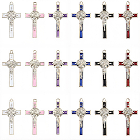 30 шт 6 цвета сплава эмалевые подвески, крест с распятием крест-подвеска, платина