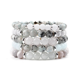 Bracelet perlé en pierre de lune naturelle - bijoux en pierres précieuses faits à la main pour femmes