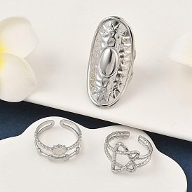 304 открытые манжеты из нержавеющей стали для женщин, солнце/звезда