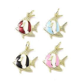 Латунь эмаль подвески, очарование рыбы, с целью перехода в кольце, стойки покрытие, долговечный, без свинца и без кадмия, реальный 18 k позолоченный