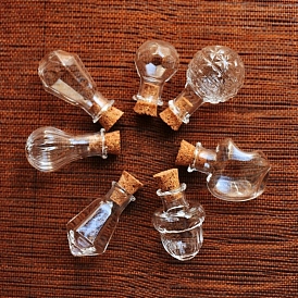Ornement de bouteilles en liège en verre clair, bouteilles de souhaits vides en verre avec du liège, fioles de bricolage pour décorations pendantes