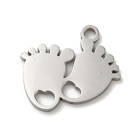 304 Stainless Steel Charms, Laser Cut, Footprint Charm