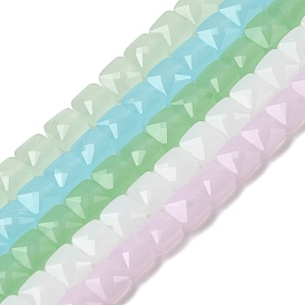 Стеклянные бусины, имитация нефрита , квадратный, граненые