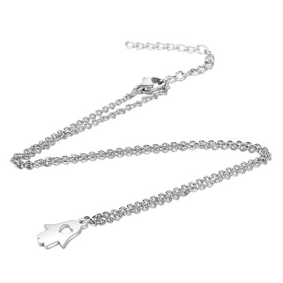 201 Stainless Steel Pendants Necklaces, Hamsa Hand