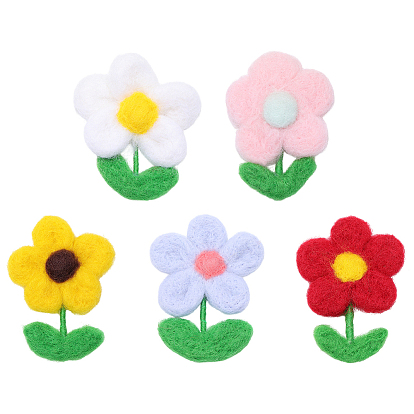 5шт. 5цвета, украшение ручной работы из шерстяного фетра, резинка для волос для детей своими руками, аксессуары, цветок