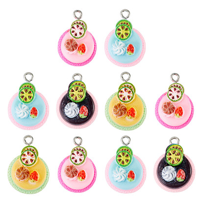 10 кулоны из смолы, фруктовые торты-очарования, с платиново-железными петлями