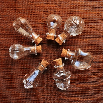 Clear Glass Cork Bottles Ornament, Glass Empty Wishing Bottles with Cork, DIY Vials for Pendant Decorations