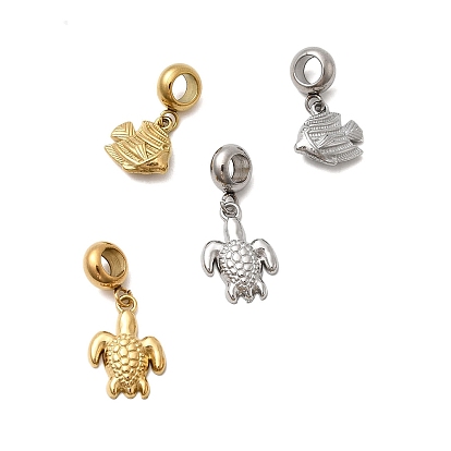 304 подвески-подвески в виде морских животных из нержавеющей стали, подвески с большими отверстиями в виде рыб-черепах, ионное покрытие (ip)