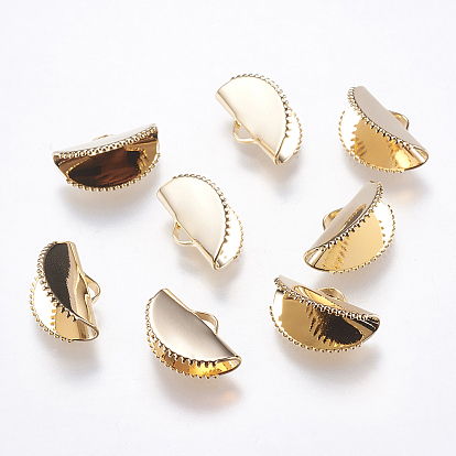 Обжимные концы из латуни, полукруг, реальный 18 k позолоченный