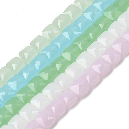 Стеклянные бусины, имитация нефрита , квадратный, граненые