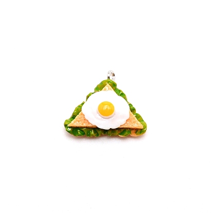 Opaque Resin Pendants, Play Food, with Platinum Tone Iron Loop, Imitation Food, Sandwich
