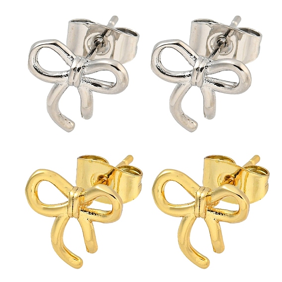 Латунные серьги-гвоздики для женщин, бантом