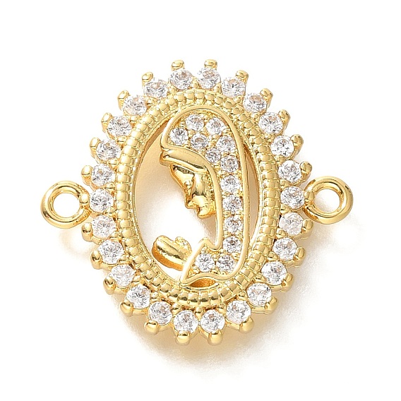 Стойка покрытие латунь прозрачный кубический цирконий религия дева мария овальный соединитель подвески, без кадмия и без свинца, долговечный