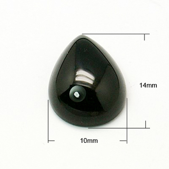 Природных драгоценных камней кабошон, черный агат, капля, 14x10x4.5 мм
