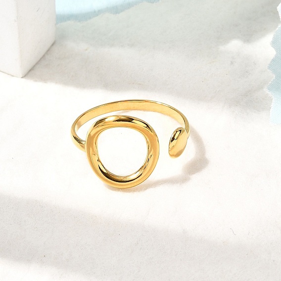 304 из нержавеющей стали Манжета кольца для женщин, плоско-круглые, ионное покрытие (ip)