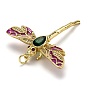 Autumn Theme Brass Micro Pave Cubic Zirconia Pendants, with Enamel and Jump Rings, Long-Lasting Plated, Dragonfly
