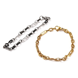 304 Stainless Steel Cable Chain Bracelets, with 201 Stainless Steeel Findings