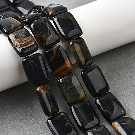 Нити бусин из натурального крашеного синего тигрового глаза, прямоугольные