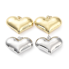 Eco-Friendly Brass Pendants, Cadmium Free & Lead Free, with Jump Ring, Heart Charm